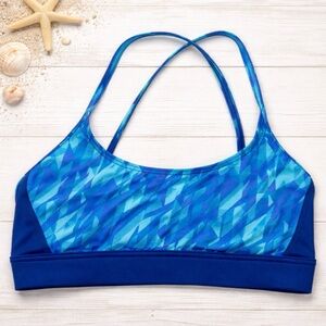 TYR Bikini Top Women Small Blues Crosscut Back Swimwear Sample NEW